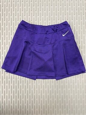 Nike Tennis Skirt Girls 6X Purple Excellent Pleated Mesh Athletic Swoosh‎ Logo